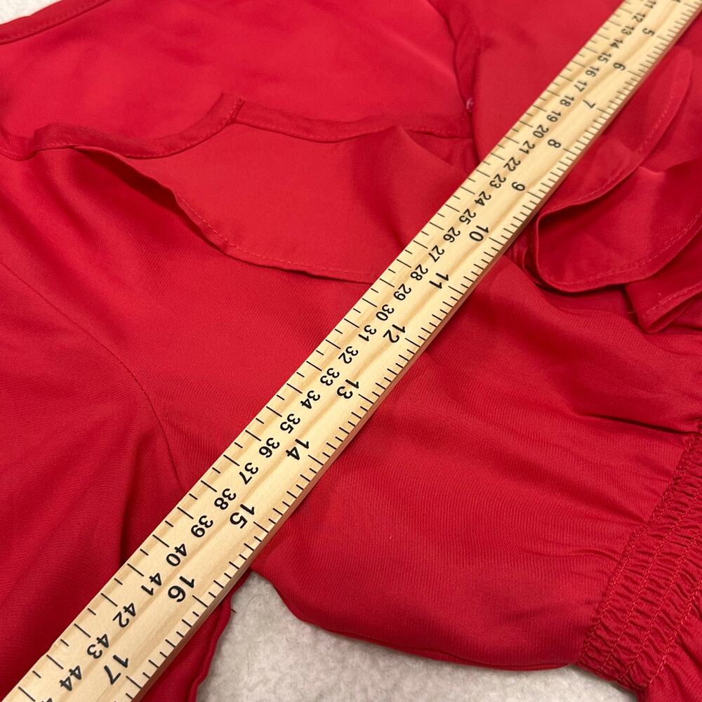 Old Navy Red Ruffle Front Dress XS Petite Flowy Boho Mini - Picture 9 of 11